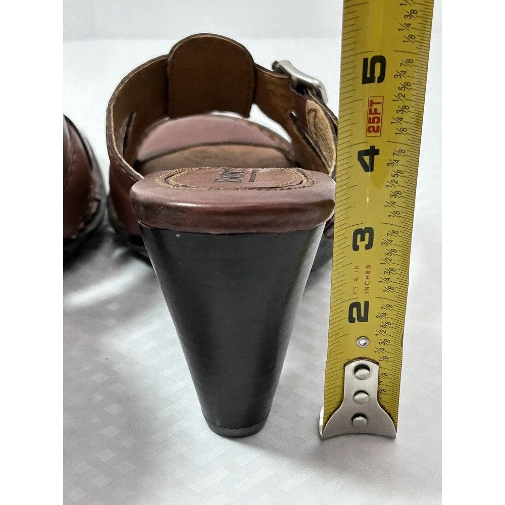 Born Lucia Dark Brown Leather Summer Slide Heel Size 10 M/W‎ Sandals